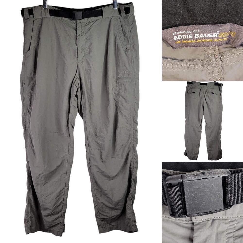 Eddie Bauer Pants Hiking Belted Gorpcore Men's 38x34 Tall Convertible Gray